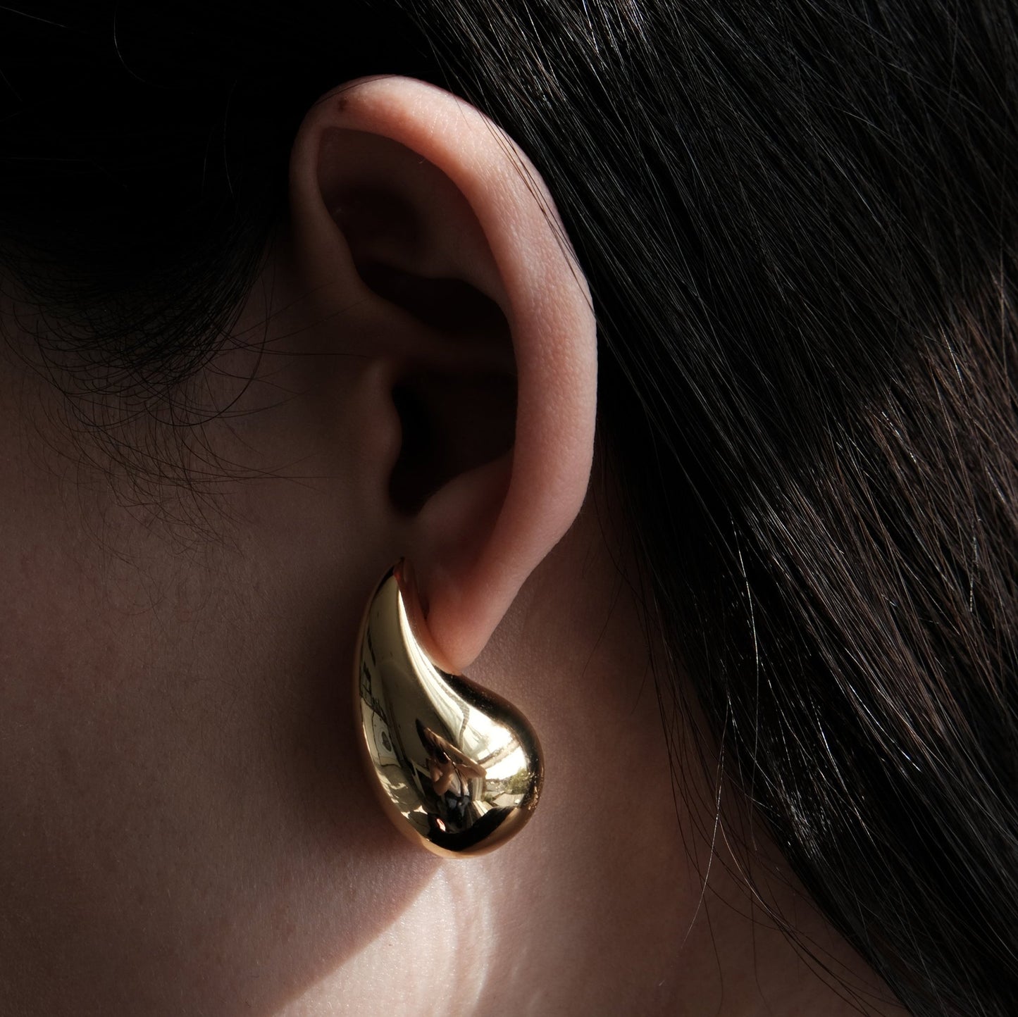 Gold & Silver Teardrop Earrings | Chunky Drop Ear Hoop Studs