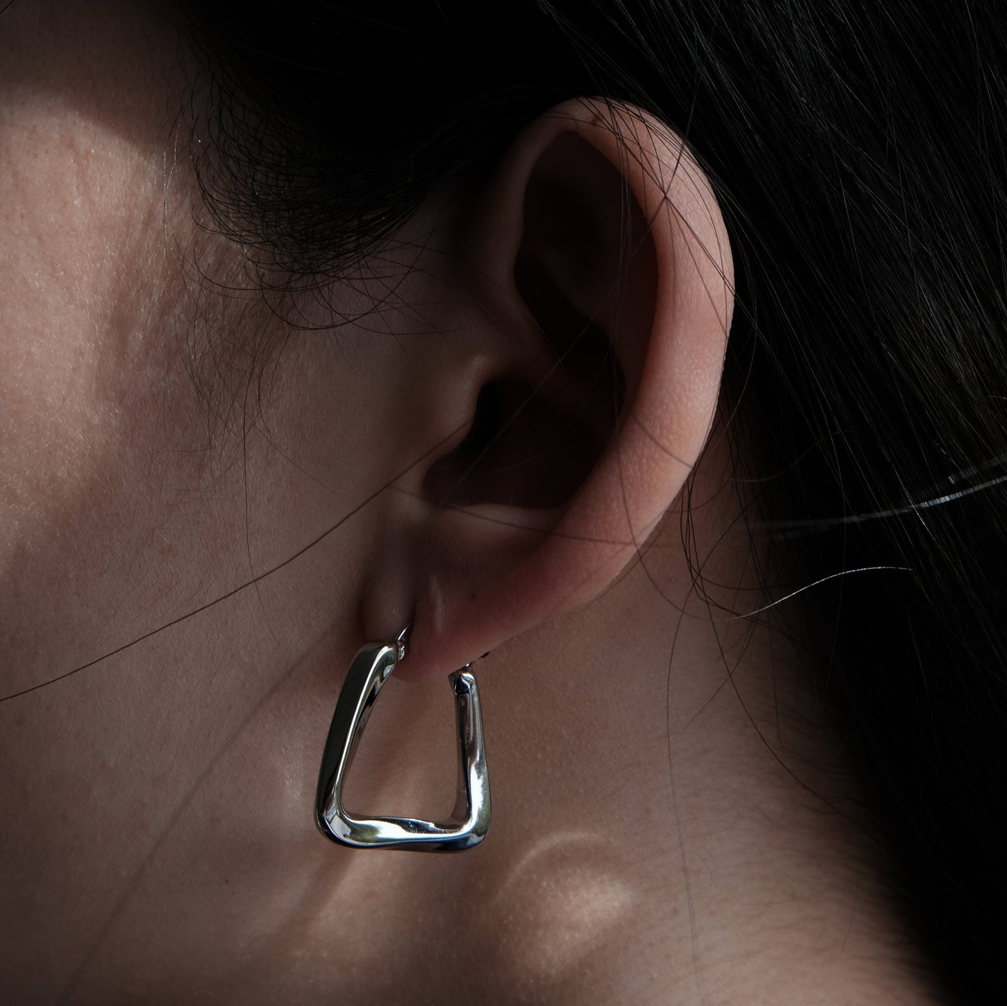 Silver & Gold Square Earring | Creole Hoop Earrings