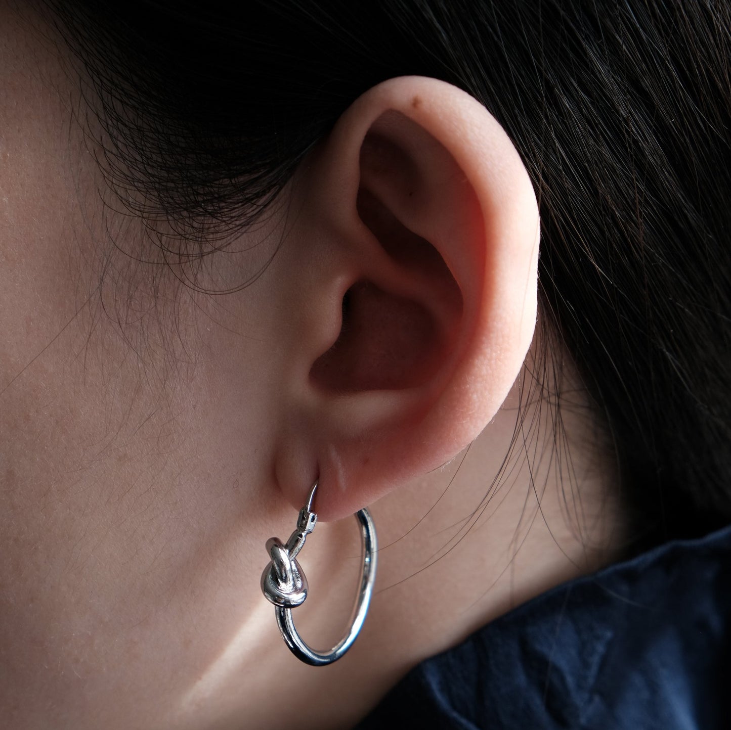 Silver & Gold Round Knot Earring | Bold Creole Hoop Knotted Earrings