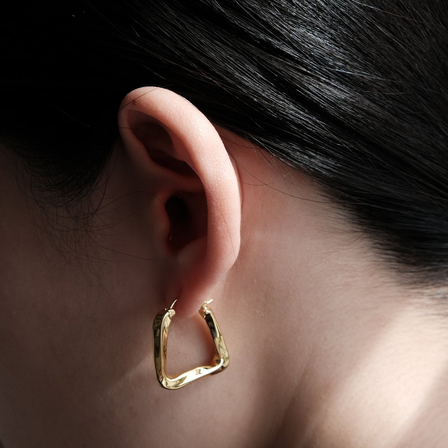 Silver & Gold Square Earring | Creole Hoop Earrings