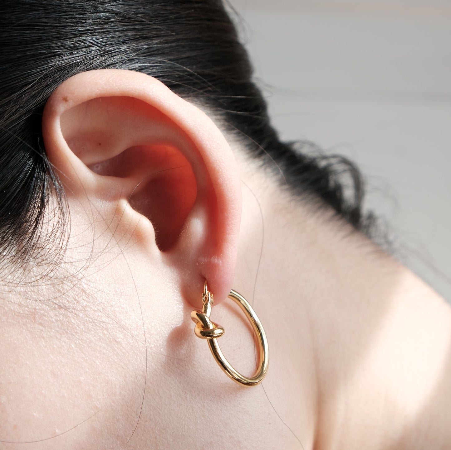 Silver & Gold Round Knot Earring | Bold Creole Hoop Knotted Earrings