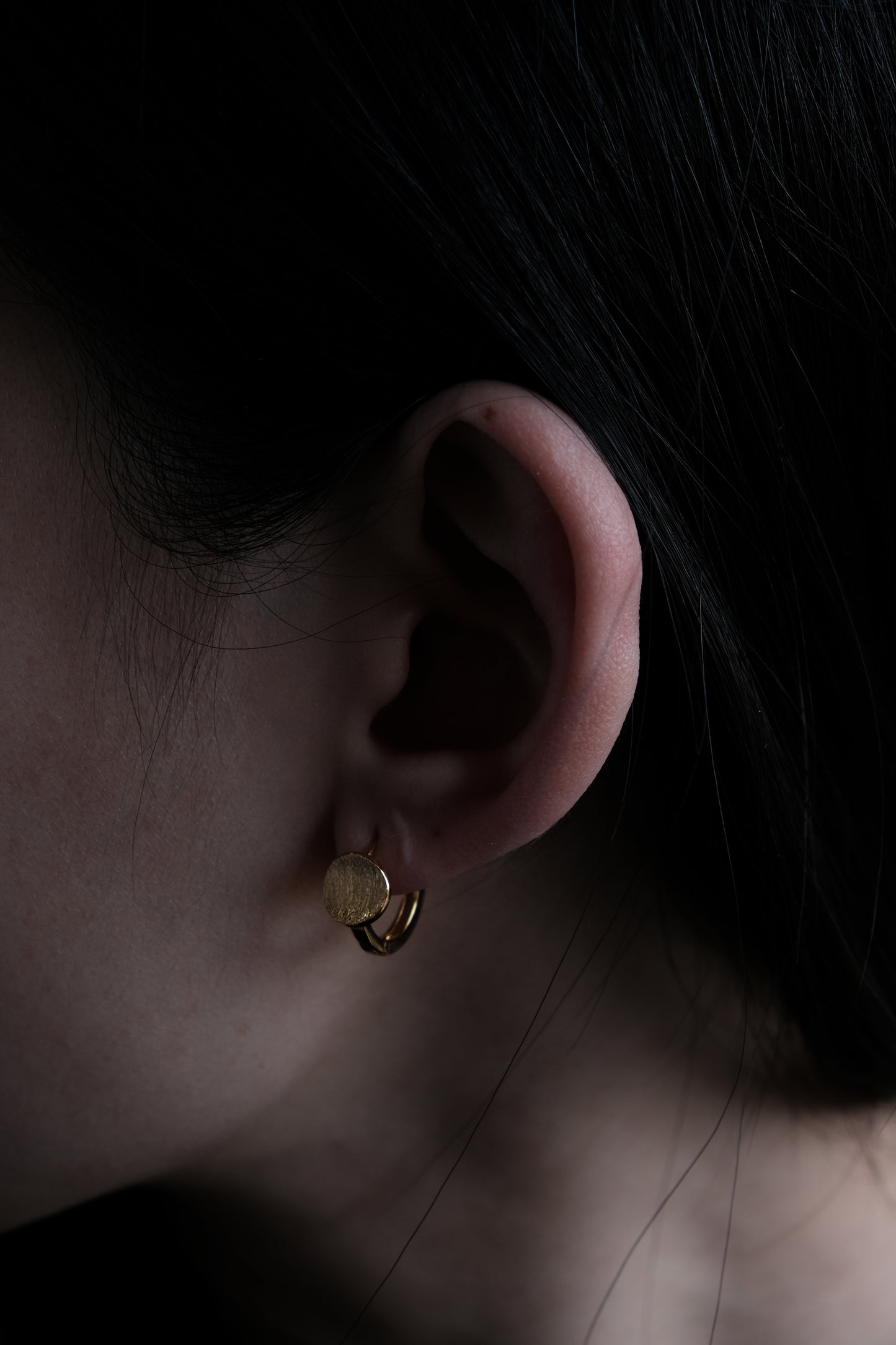 Silver & Gold Brushed Disk Earrings | Round Circle Hoop Earring