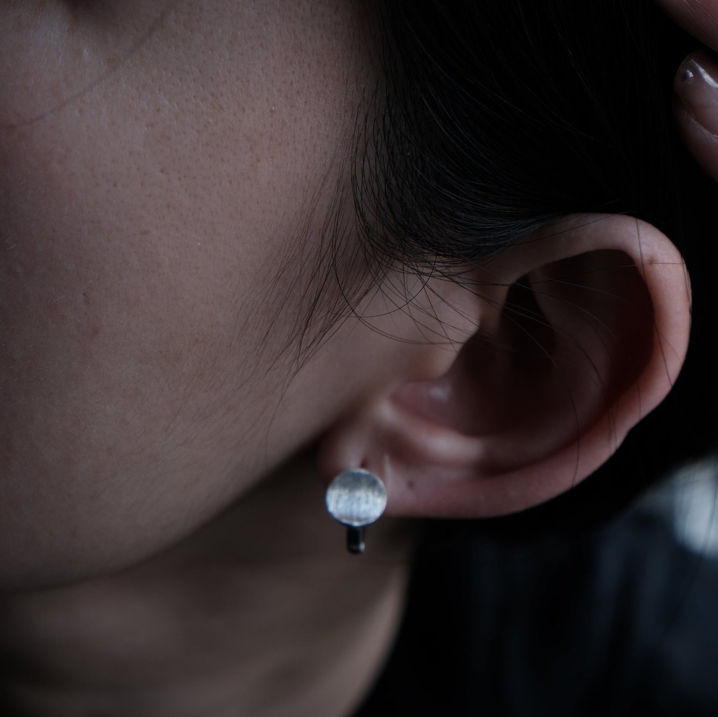 Silver & Gold Brushed Disk Earrings | Round Circle Hoop Earring