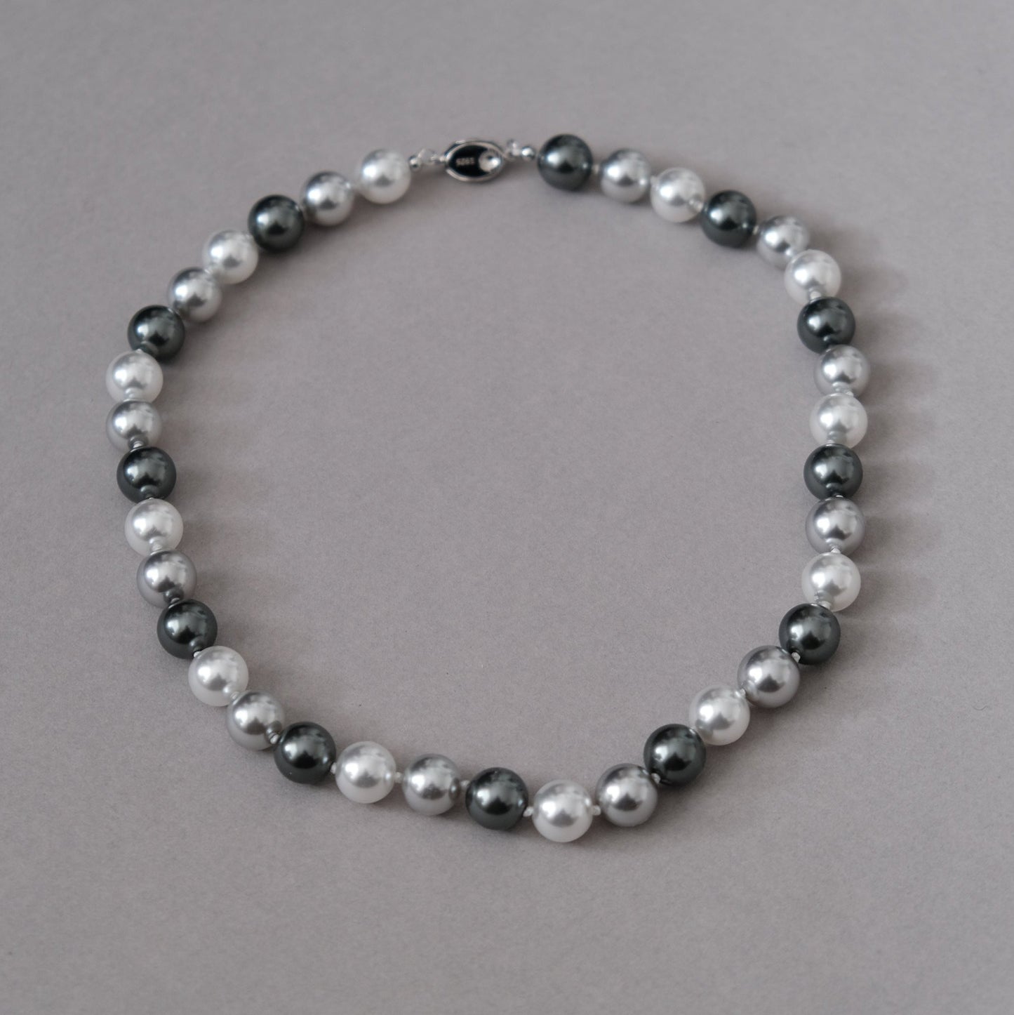 Off White Grey Black Mixed Colour Choker | 10mm Pearl Necklace