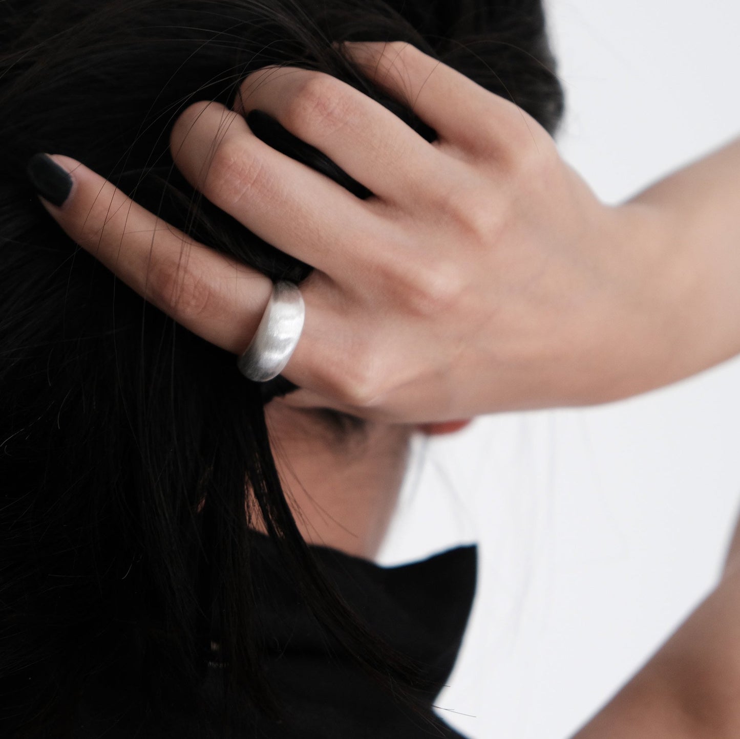 Sterling Silver Brushed Dome Ring | Minimalist Bold Adjustable Rings