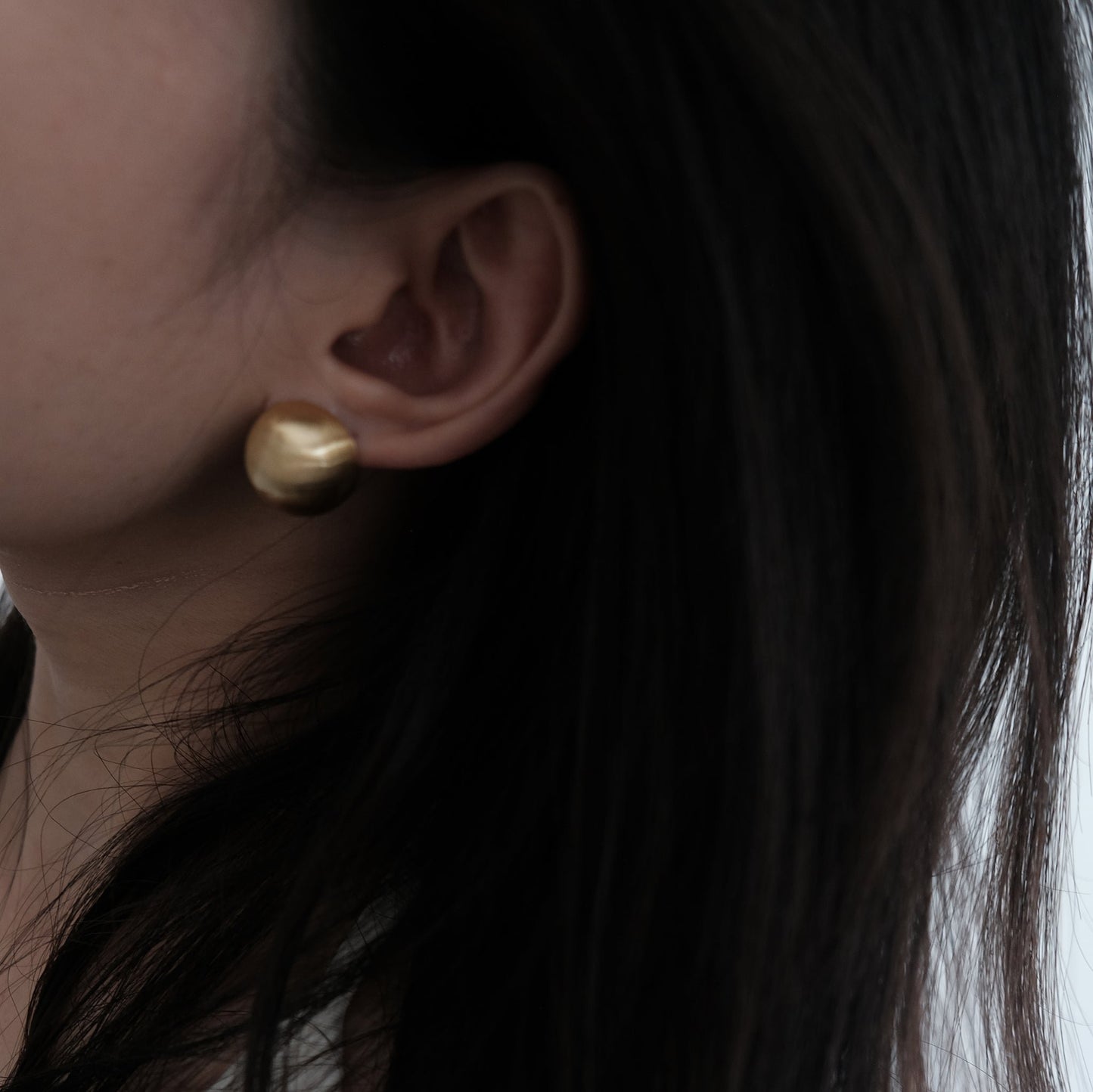 Brushed Gold & Silver Dome Earrings | Half Ball Studs