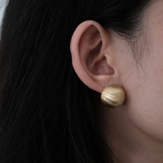 Brushed Gold & Silver Dome Earrings | Half Ball Studs