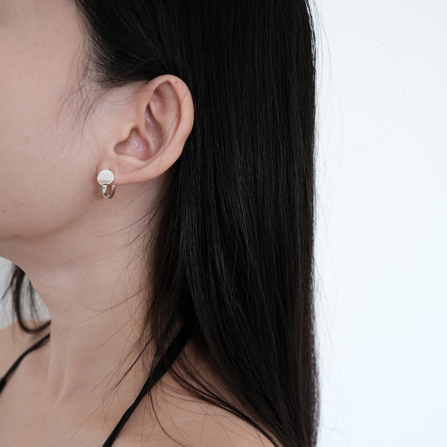 Silver & Gold Brushed Disk Earrings | Round Circle Hoop Earring