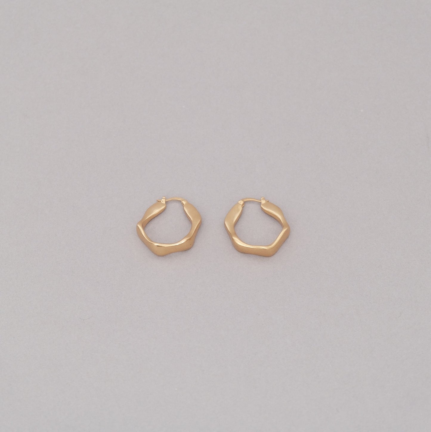 Gold Octagon Hoop Earring | Creole Huggie Earrings