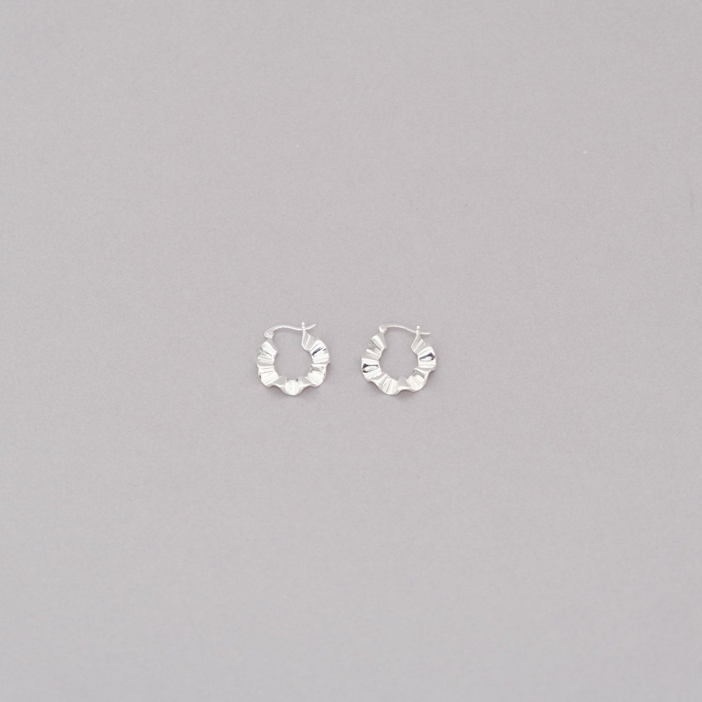 Sterling Silver Wavy Earring | Curved Hoops Ripple Irregular Earrings