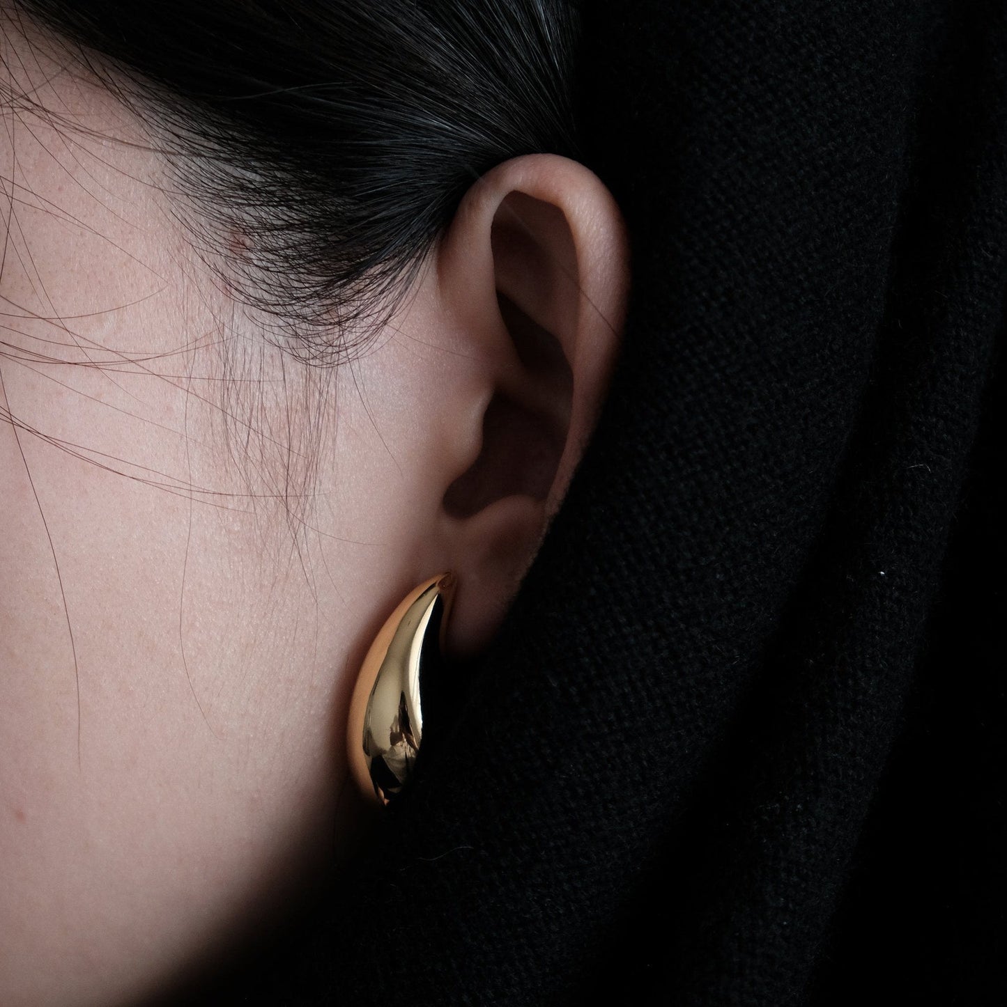 Gold & Silver Teardrop Earrings | Chunky Drop Ear Hoop Studs