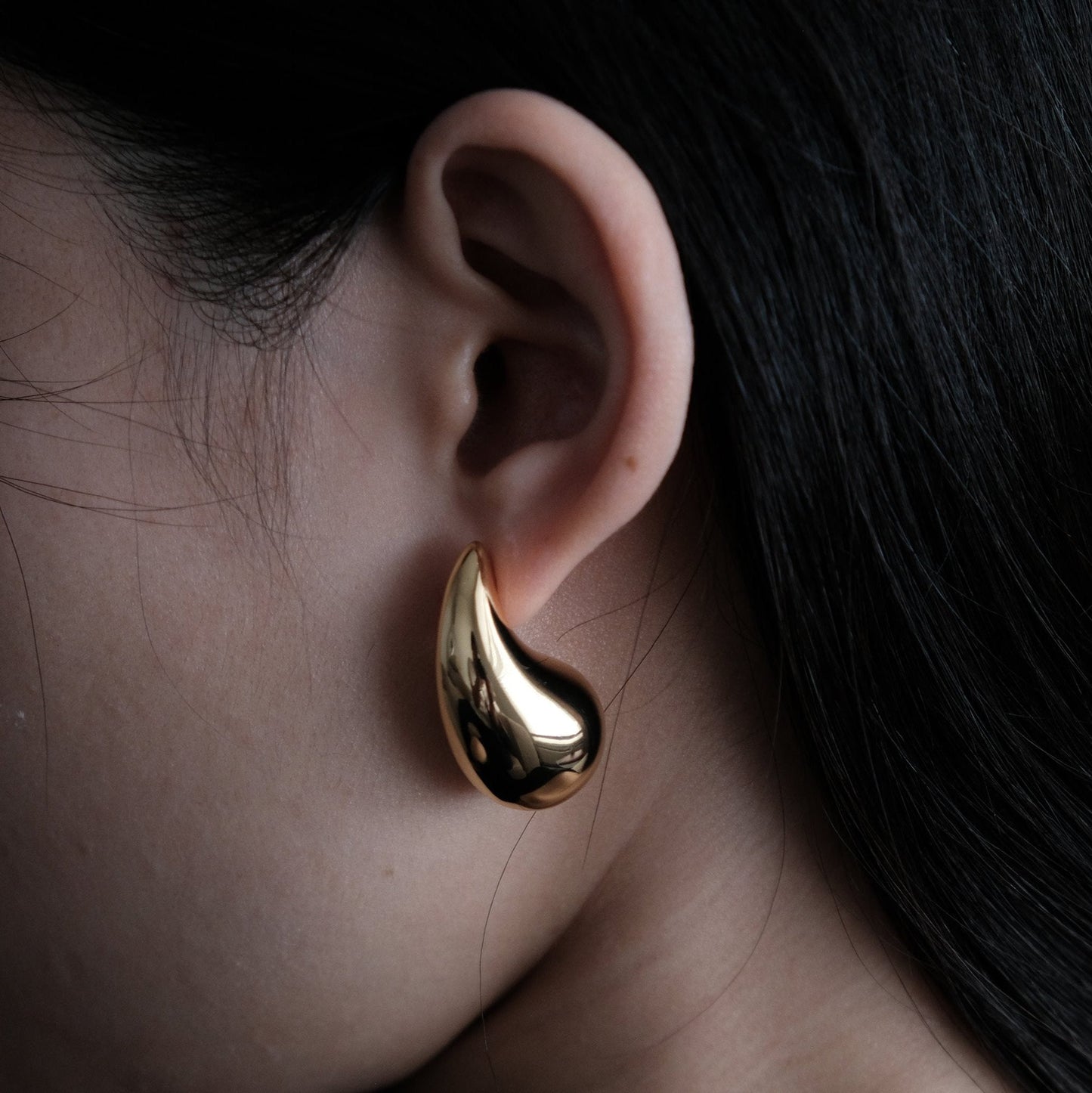 Gold & Silver Teardrop Earrings | Chunky Drop Ear Hoop Studs