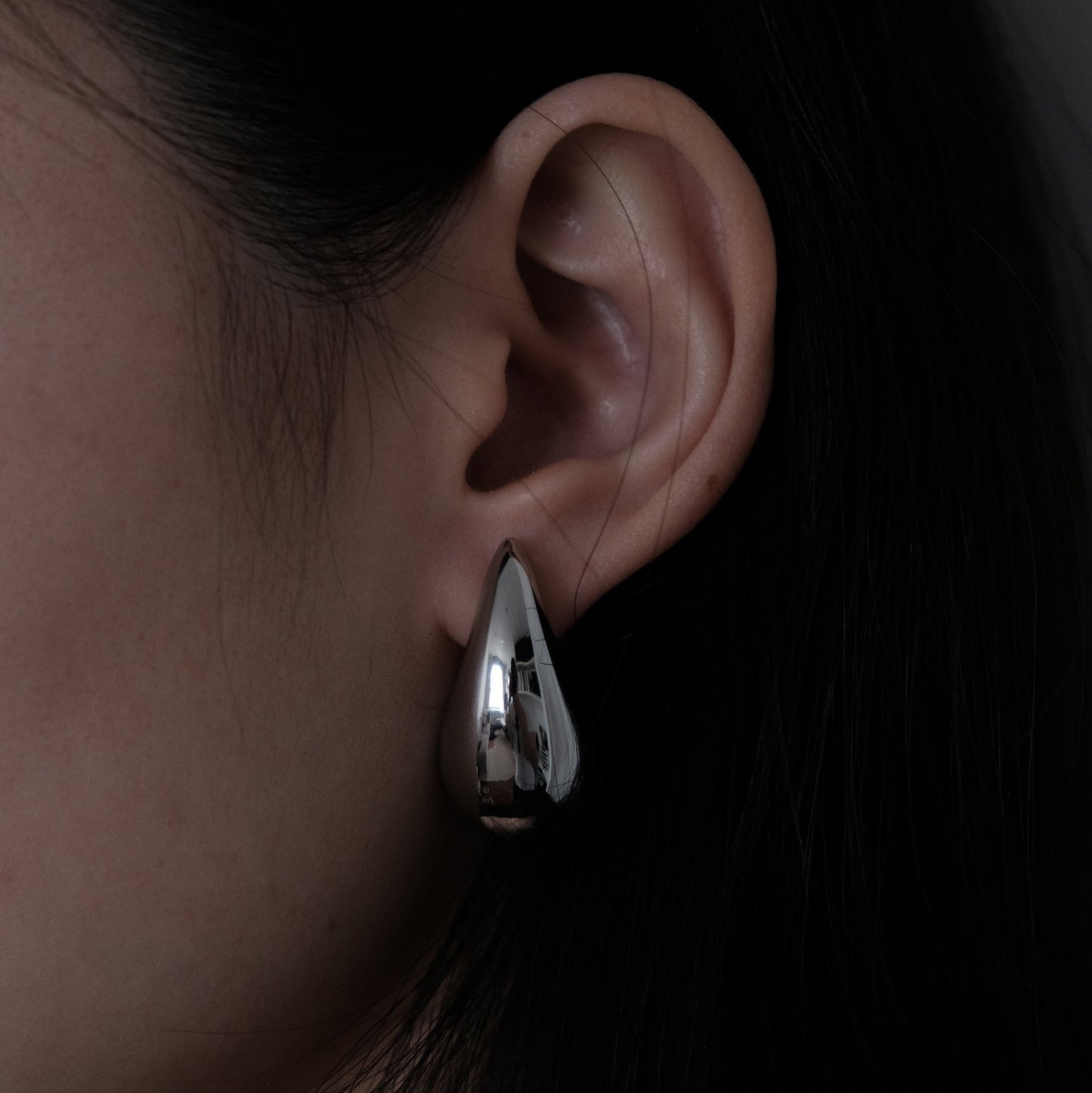 Gold & Silver Teardrop Earrings | Chunky Drop Ear Hoop Studs