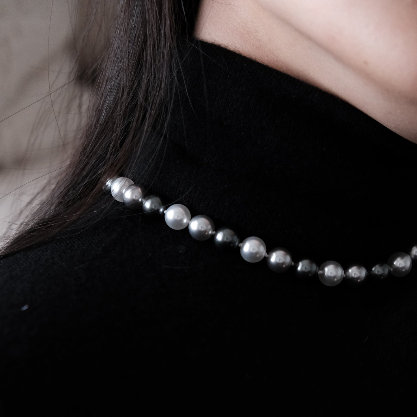 Off White Grey Black Mixed Colour Choker | 10mm Pearl Necklace